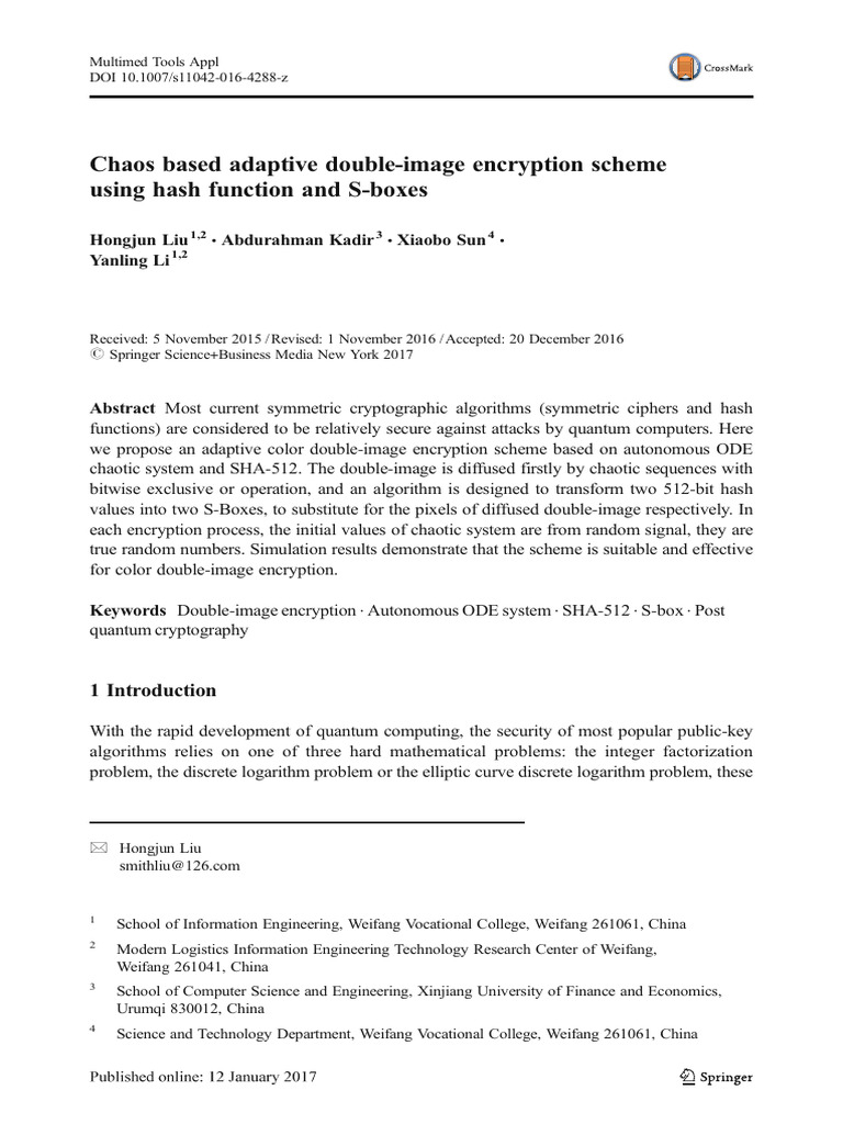 Adaptive Double-Image Encryption Scheme | PDF | Cryptography | Key ...