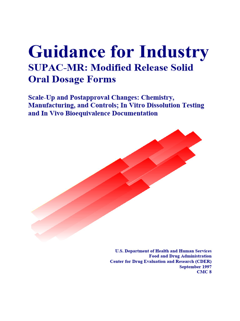 SUPAC-MR Guidance for Modified Release | PDF | Pharmaceutical ...
