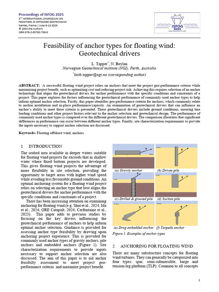 Feasibility of Anchor Types For Floating Wind - Geotechnical Drivers ...