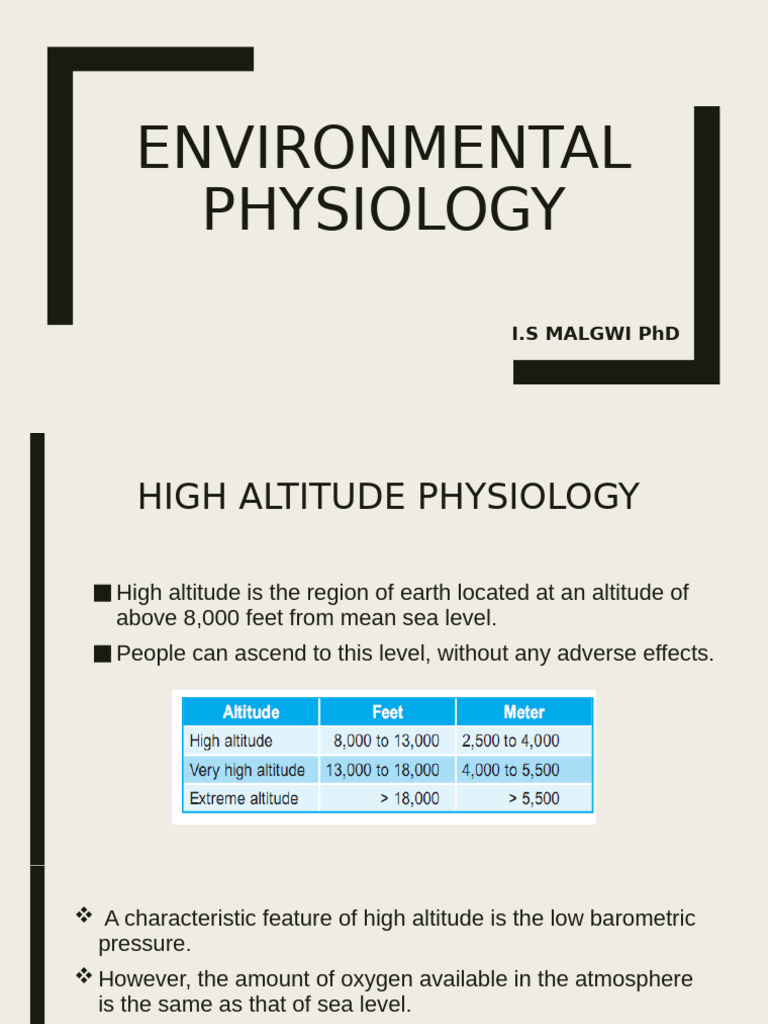 High Altitude Physiology and Hypoxia Effects | PDF | Weightlessness ...