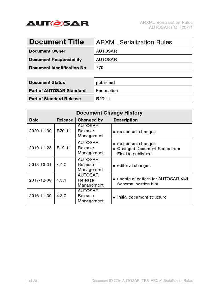 AUTOSAR ARXML Serialization Rules | PDF | Xml | Xml Schema