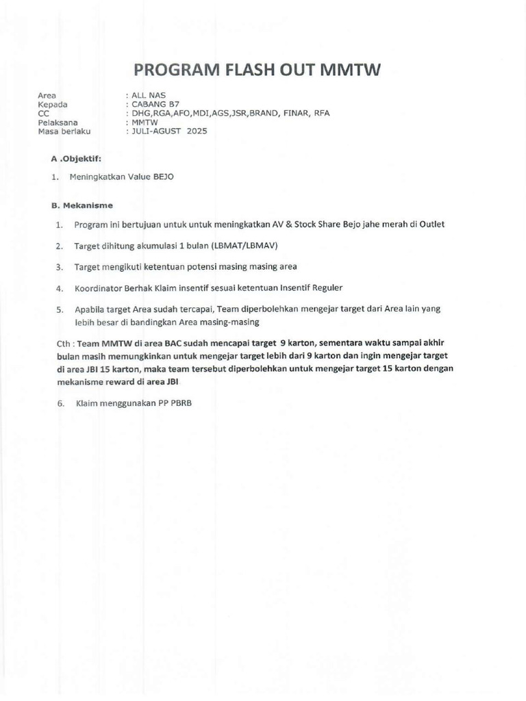 Program Flush Out Bejo MMTW Juli 2025 | PDF