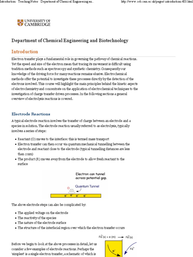 Electrochemistry Lect Notes Cambridge PDF Electrochemistry