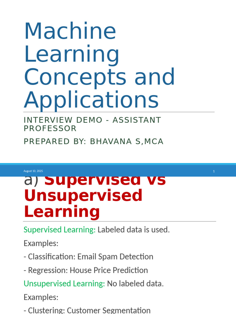 Machine Learning Concepts Overview | PDF | Receiver Operating ...