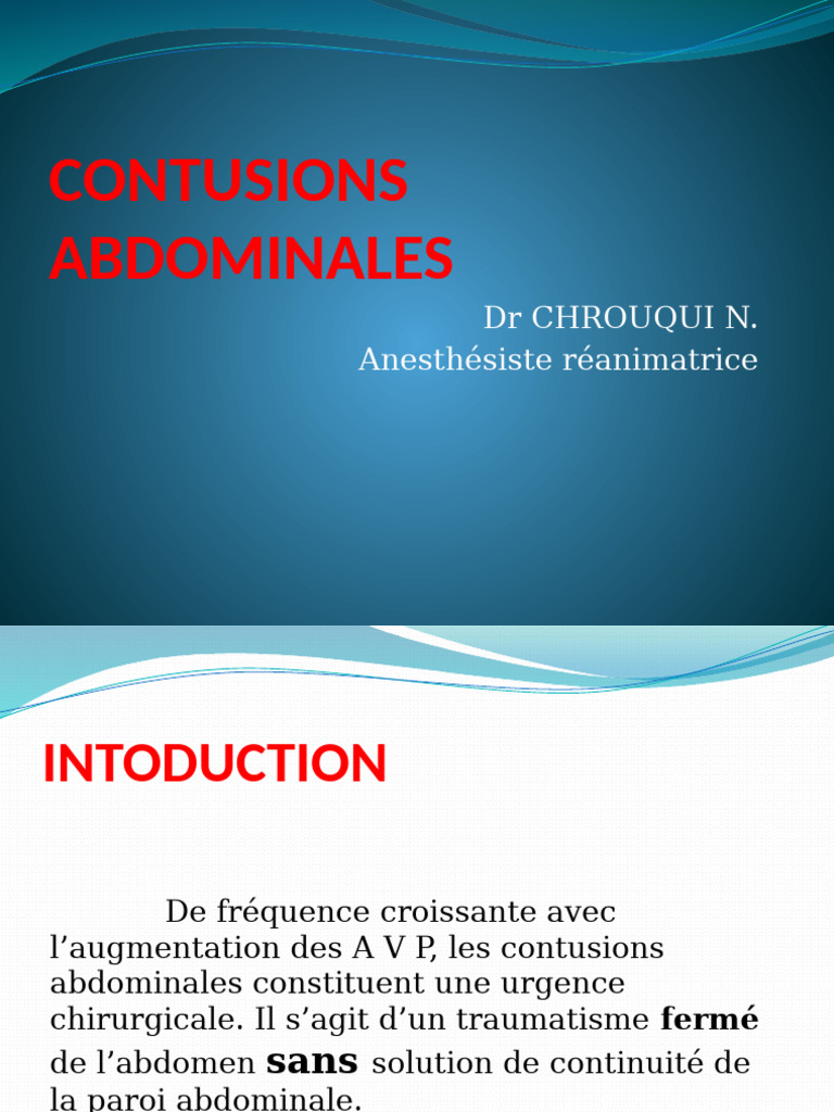 Contusions abdominales : diagnostic et traitement | PDF | Saignement ...