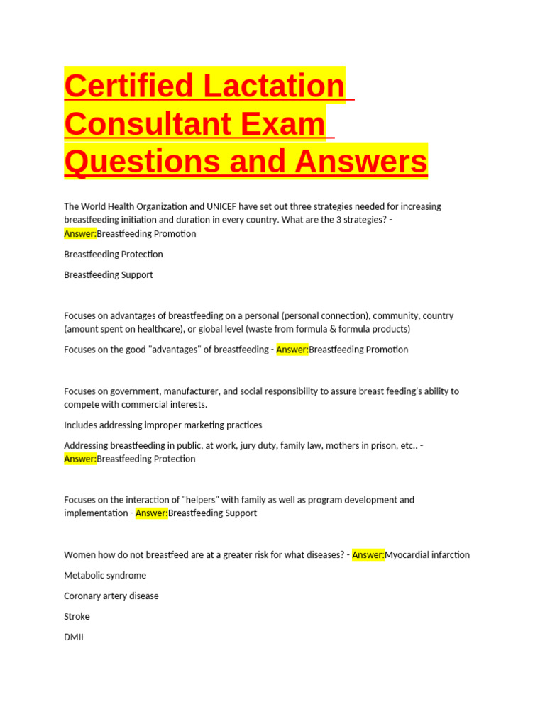 Lactation Exam Q&A: Key Concepts | PDF | Breastfeeding | Breast Milk