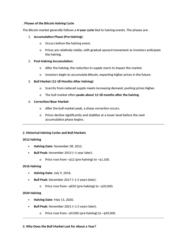 Phases of The Bitcoin Halving Cycle | PDF | Market Trend | Economics