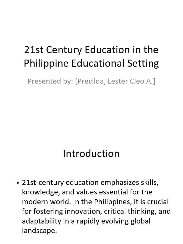 21st Century Education in the Philippines | PDF