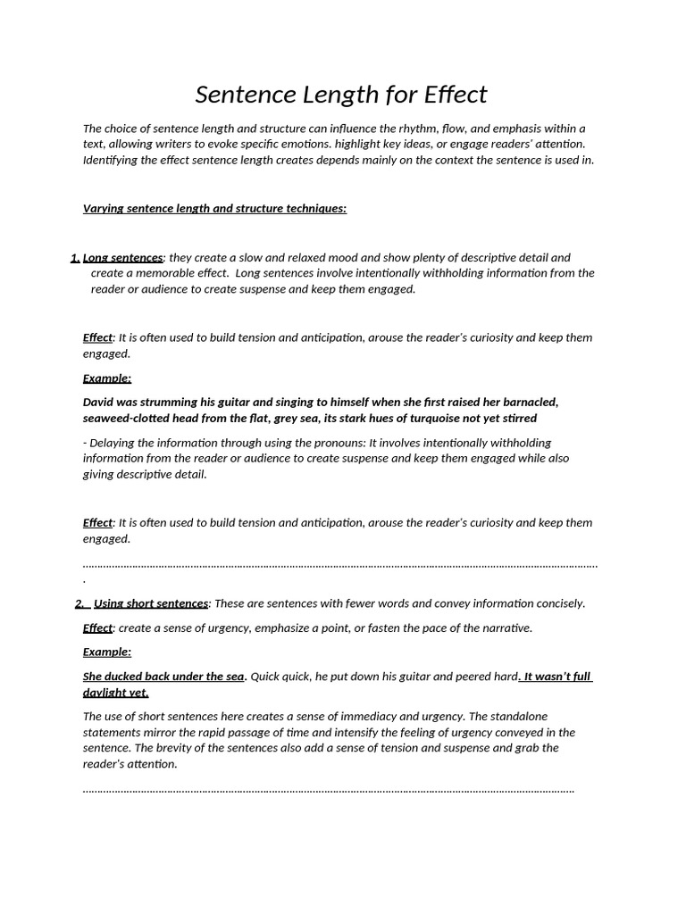 Impact of Sentence Length on Engagement | PDF