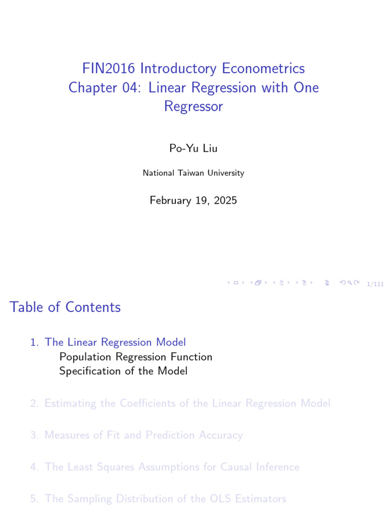 Linear Regression with One Regressor | PDF | Ordinary Least Squares ...