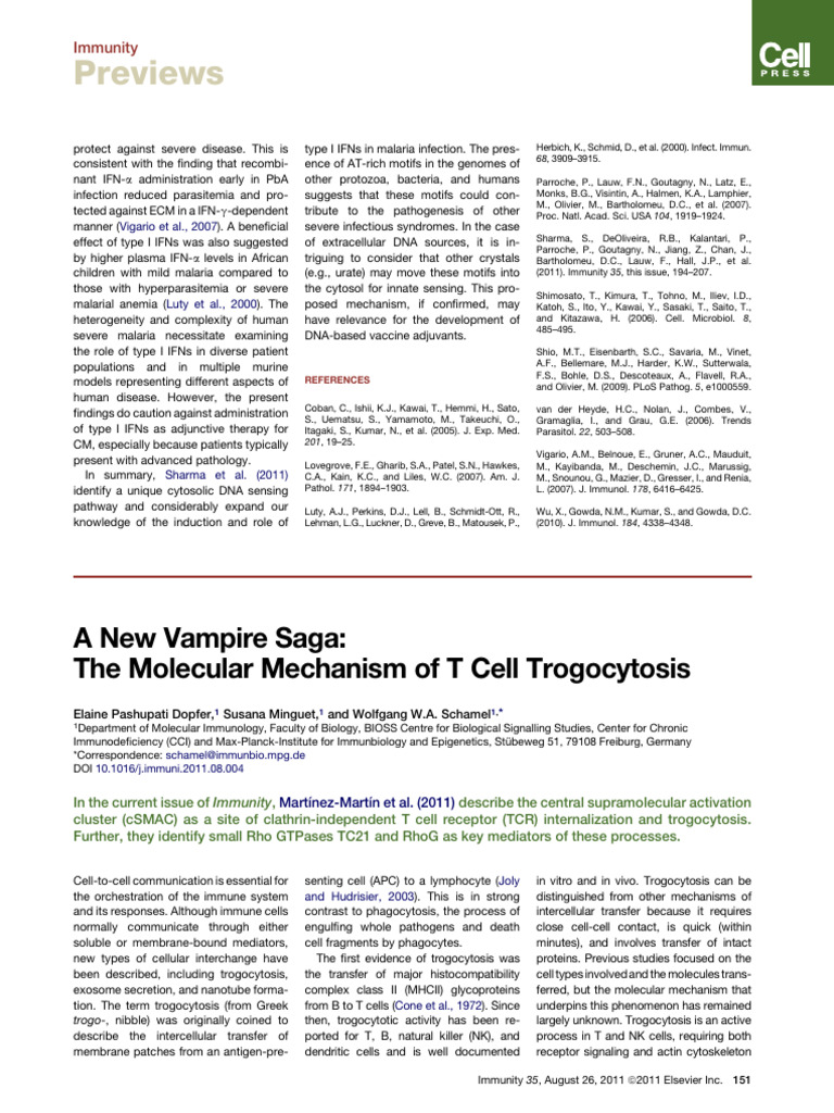 (Review) A New Vampire Saga - The Molecular Mechanism of T Cell ...