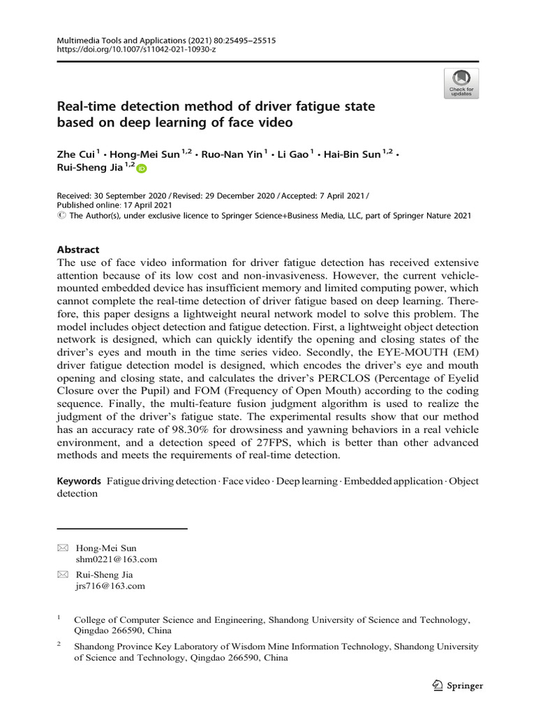 Driver Fatigue Detection via Deep Learning | PDF | Deep Learning ...