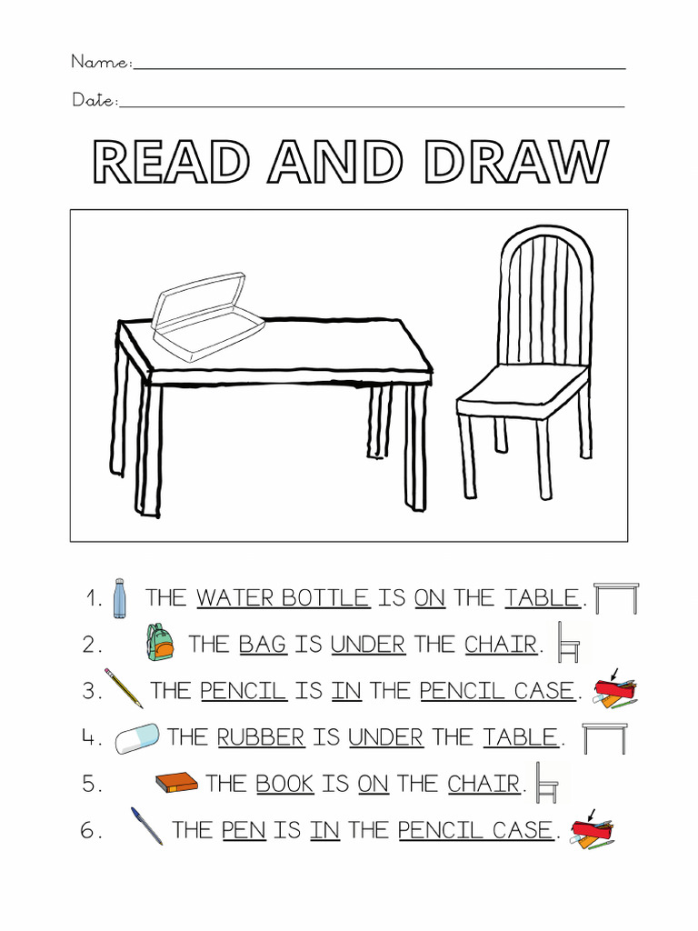 Read and Colour. School Objects Vocabulary | PDF