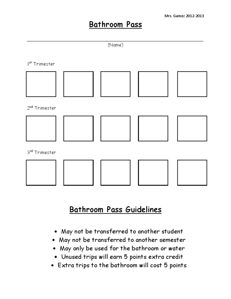 Bathroom Pass PDF
