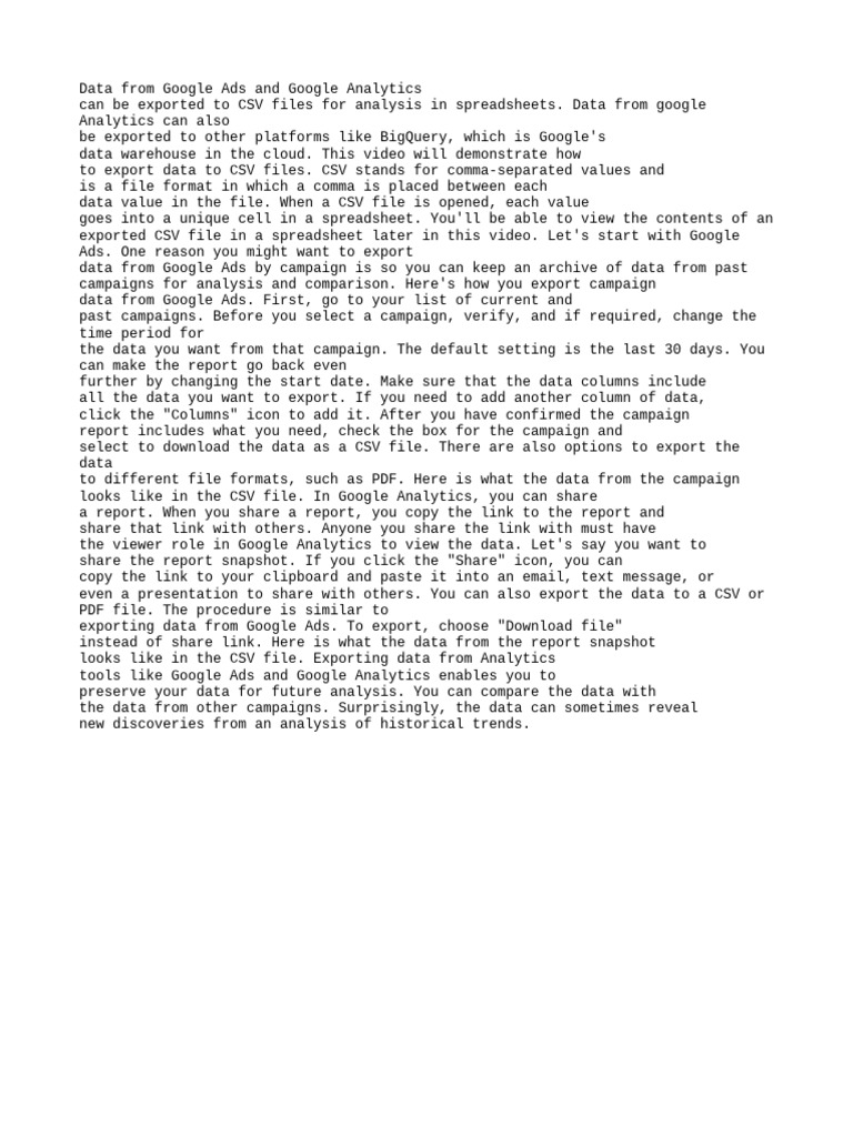 EXPORTING Data | PDF | Comma Separated Values | Data