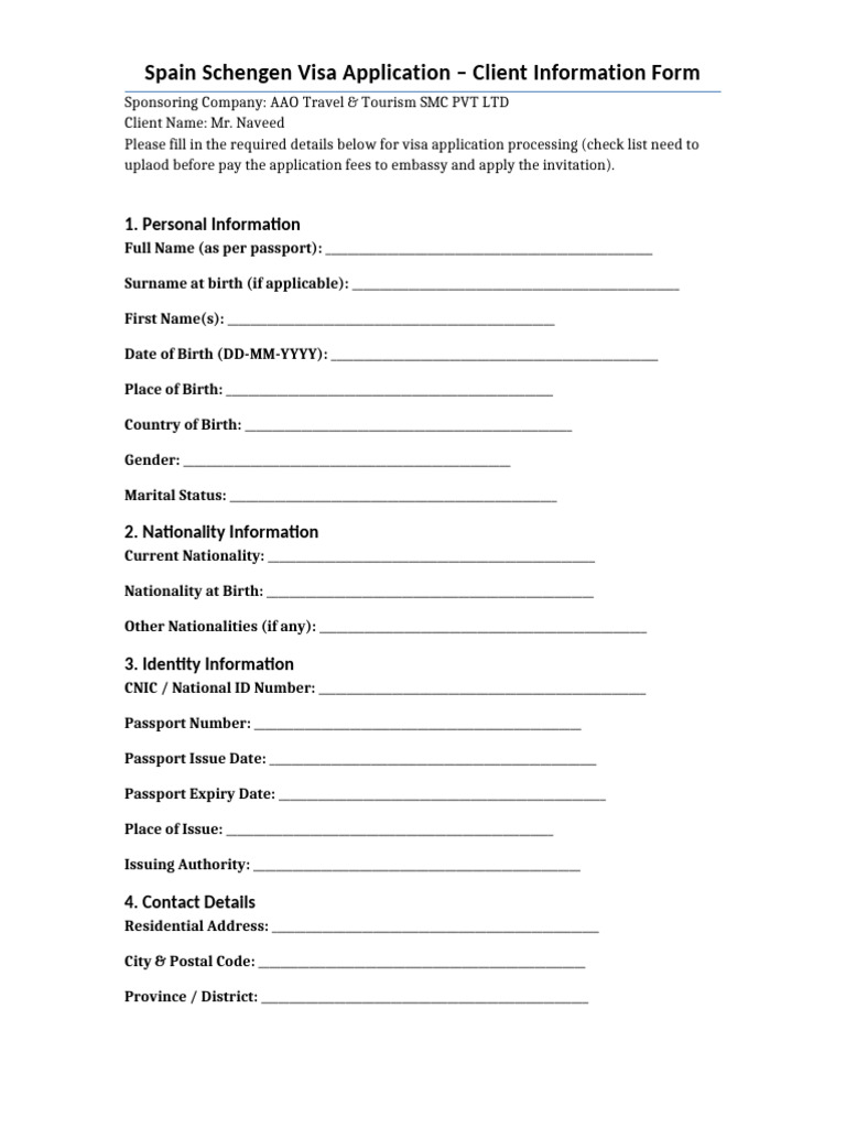 Spain Visa Application Form | PDF | Travel Visa | Passport