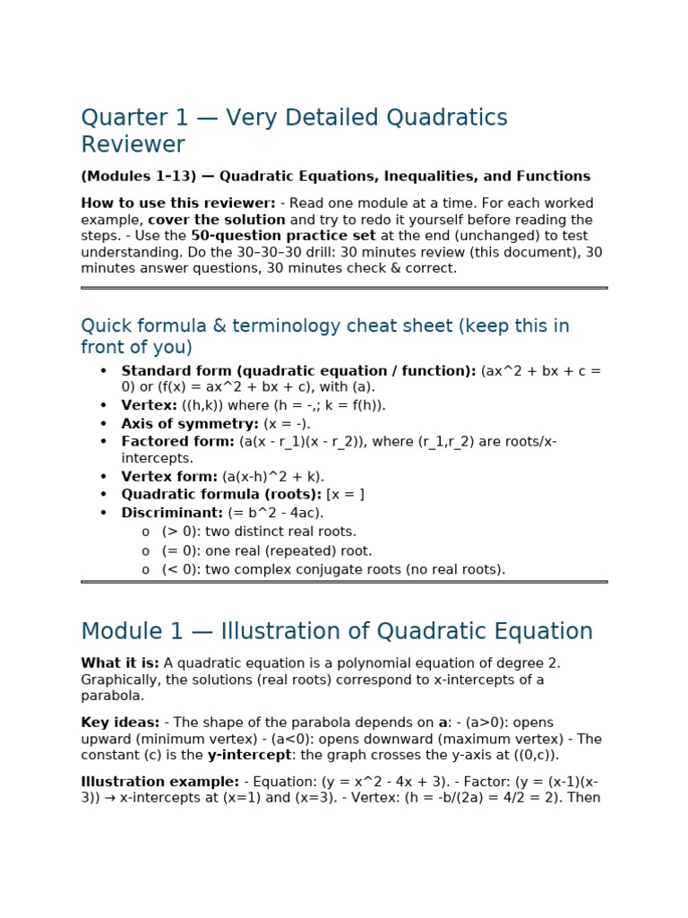 Mastering Quadratic Equations Guide | PDF | Quadratic Equation ...