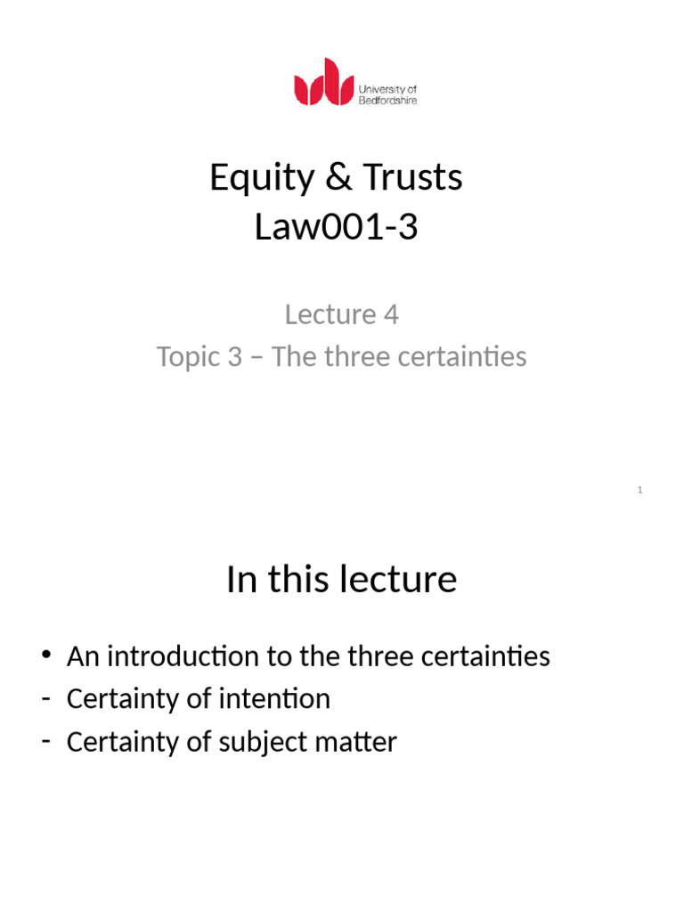 Law001-3 Equity & Trusts Lecture 4 - 21 | PDF | English Trust Law | Justice