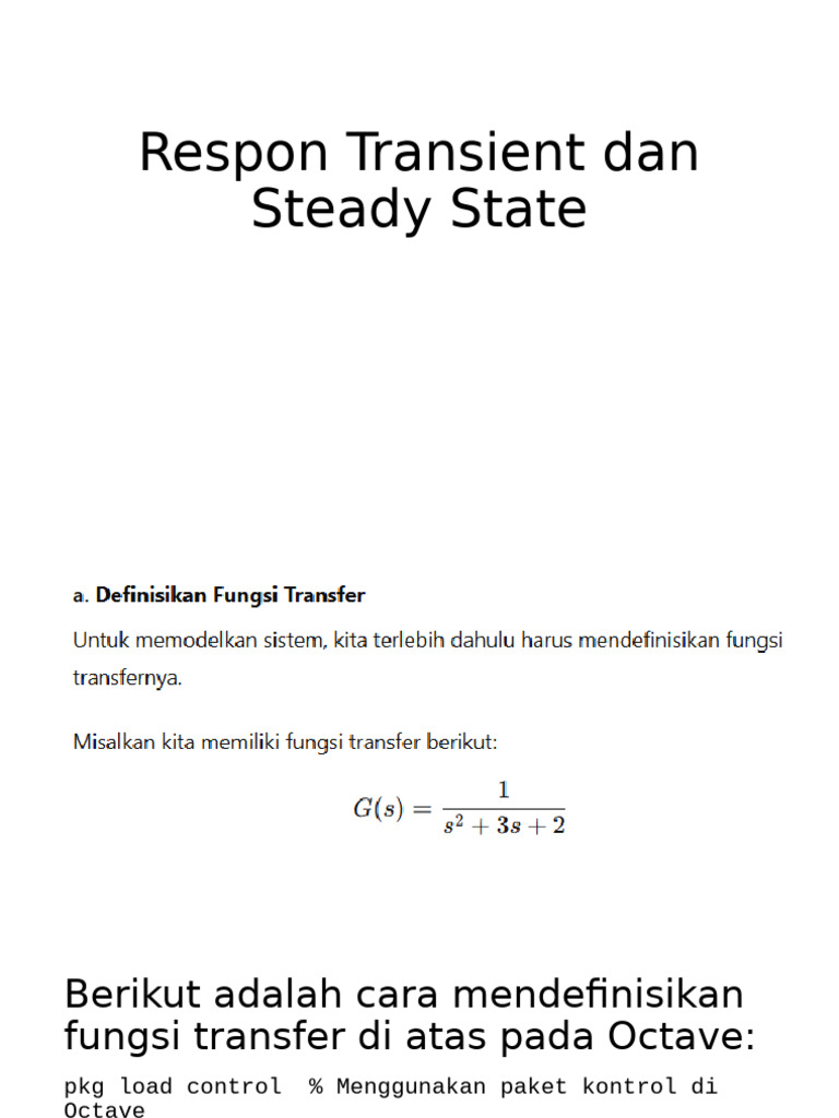 Pertemuan 4 Respon Transient Dan Steady State | PDF