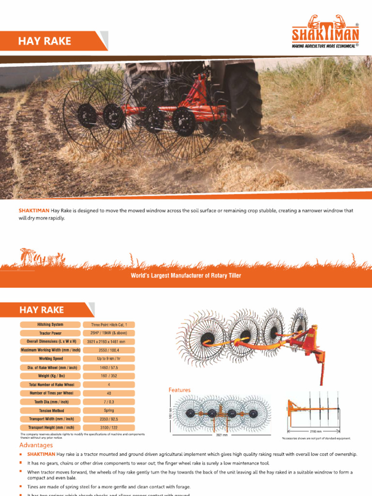 Shaktiman Brochure Hay Rake 4 Wheel | PDF