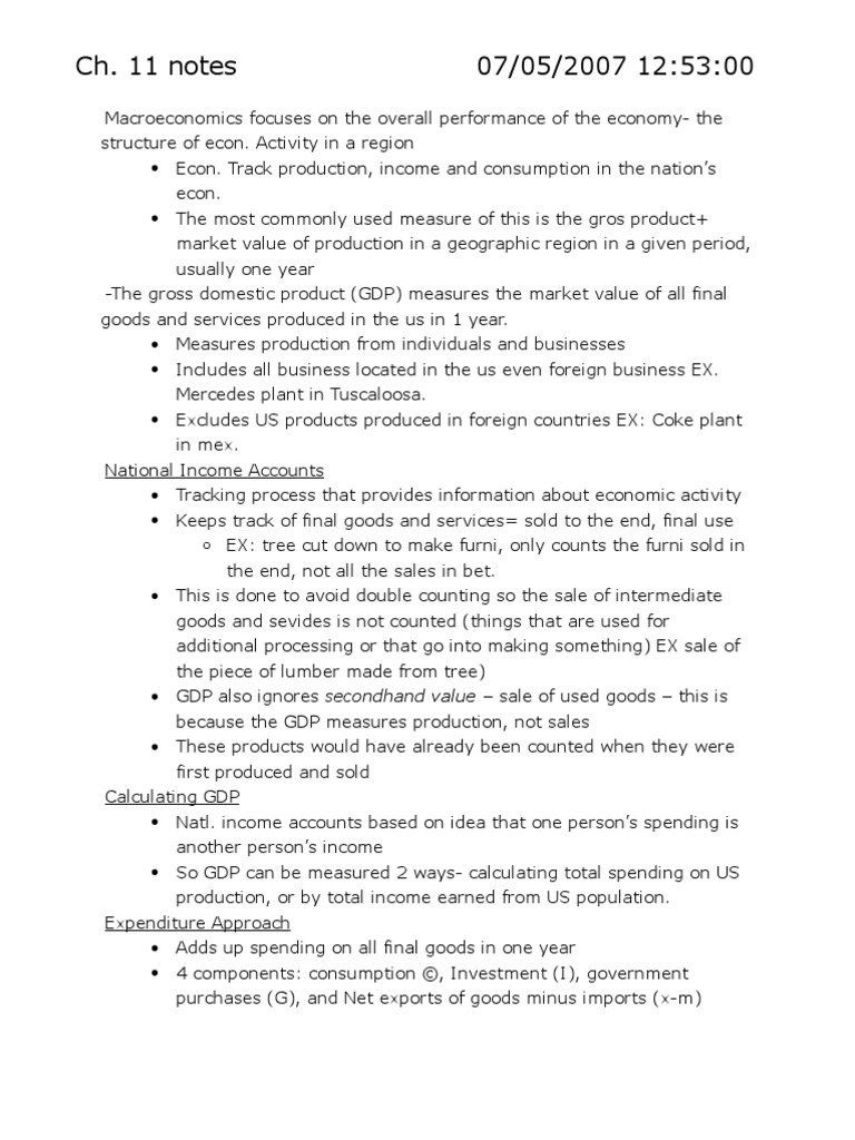 CH11 Notes | PDF | Gross Domestic Product | Income