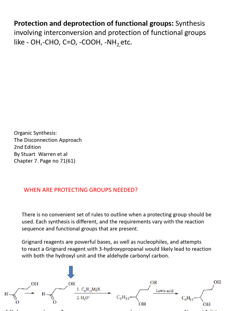 Protecting Groups in Organic Synthesis | PDF | Unit Processes | Organic ...