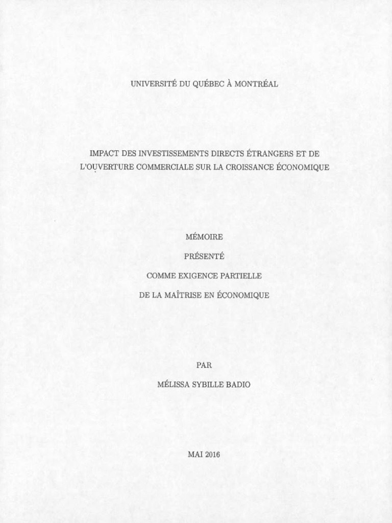 Impact des IDE sur la croissance économique | PDF | Croissance ...