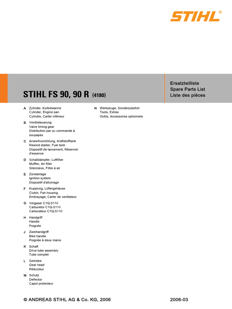 Liste des pièces STIHL FS 90 R | PDF | Organe d'un moteur à explosion ...