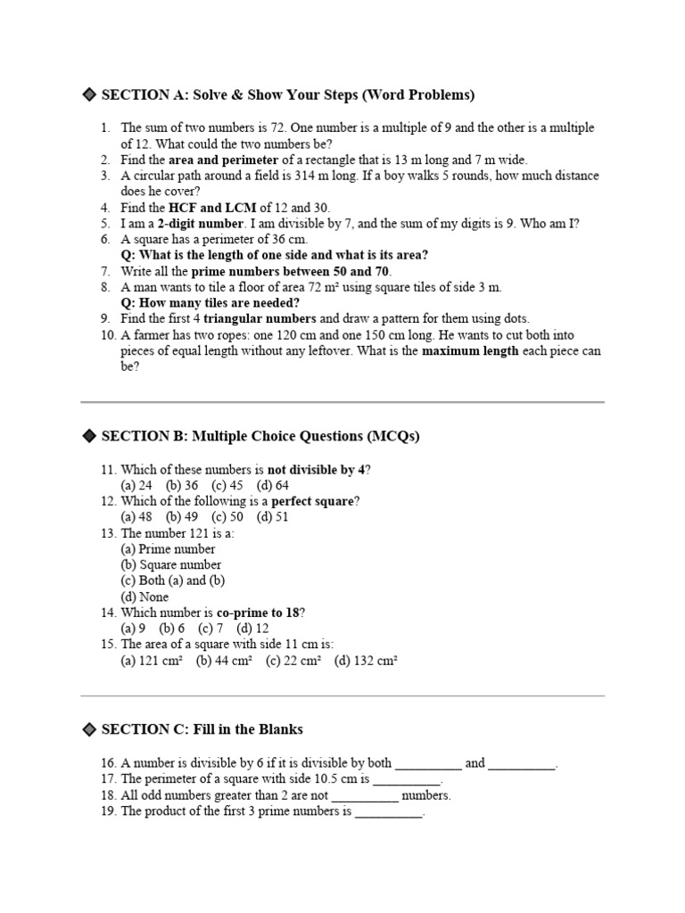 Set 4 | PDF | Area | Number Theory