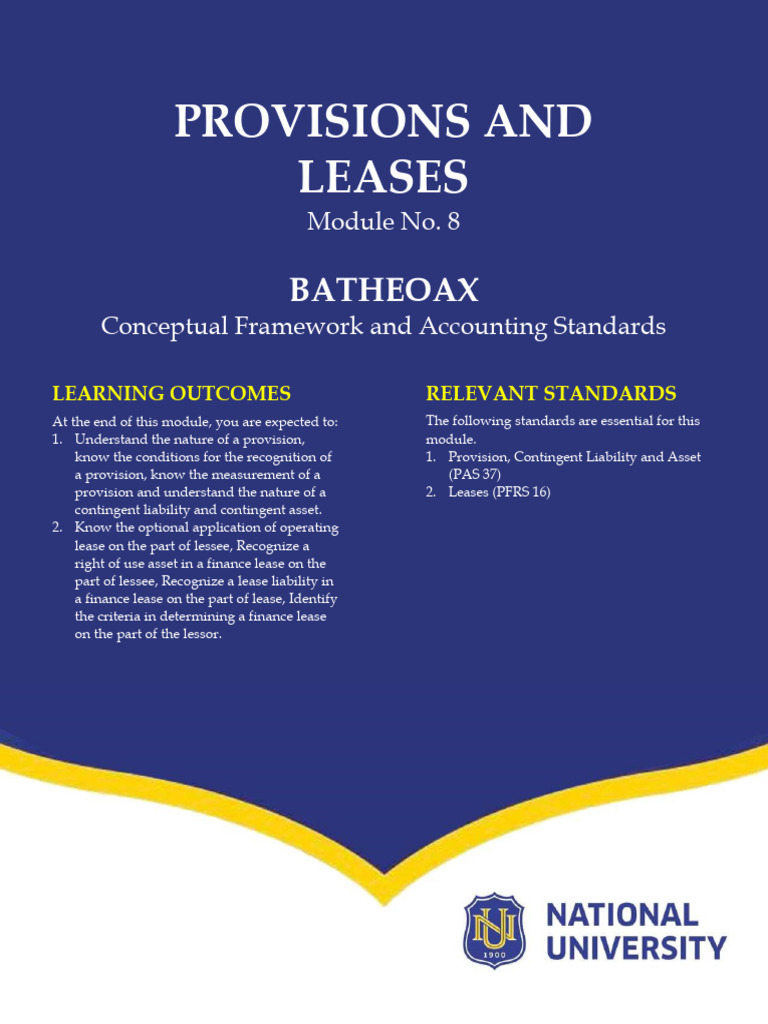 Module 08 Provisions and Leases | PDF | Lease | Money