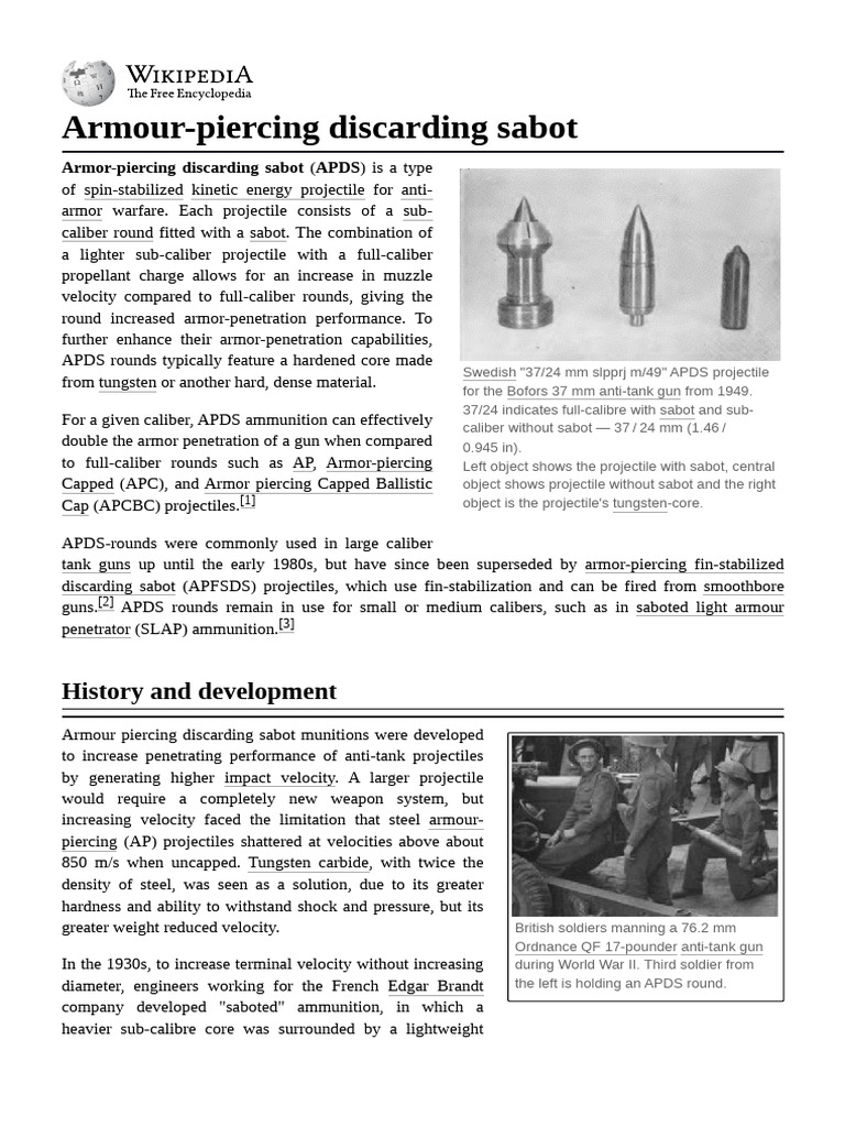 APDS and APFSDS Rounds Explained | PDF | Firearms | Ammunition