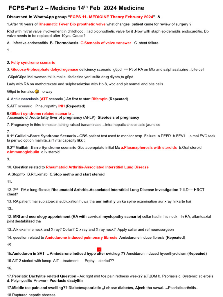 FCPS-Part 2 - 14th Feb 2024 Medicine-4 | PDF | Pulse | Kidney Disease
