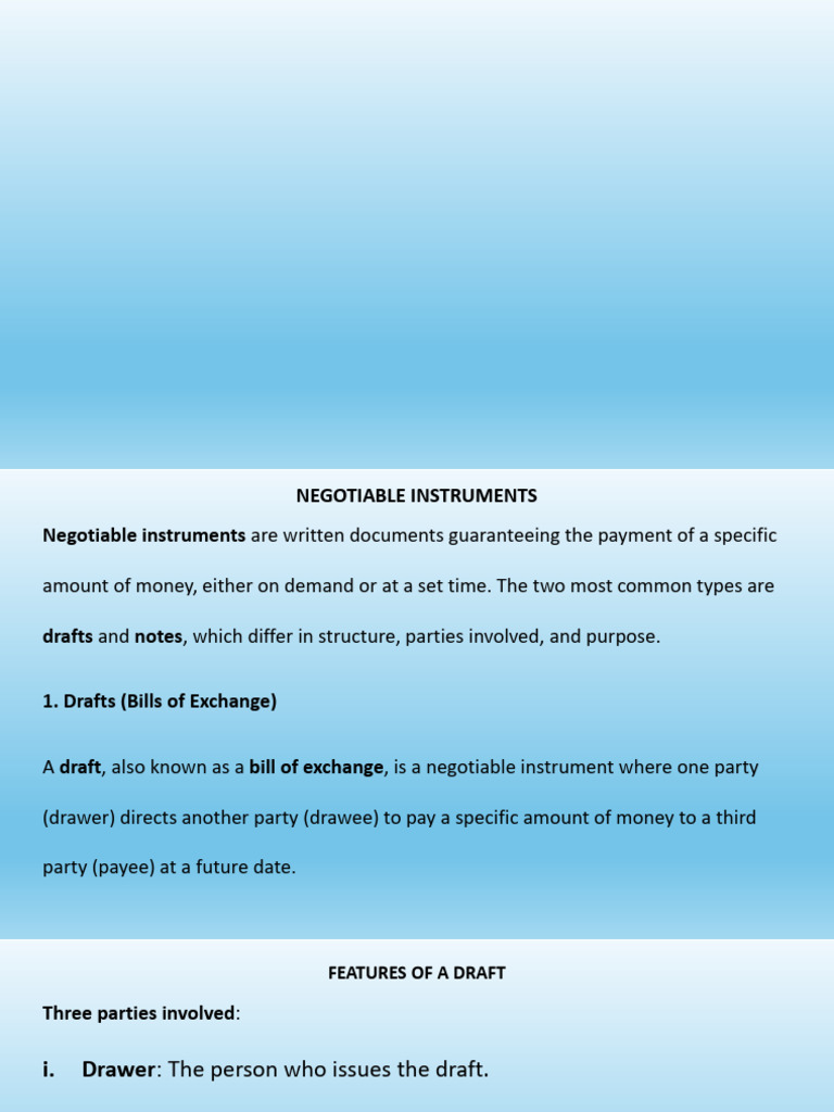 Understanding Negotiable Instruments | PDF | Negotiable Instrument ...