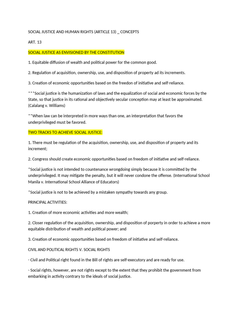 Social Justice and Human Rights Overview | PDF | Collective Bargaining ...