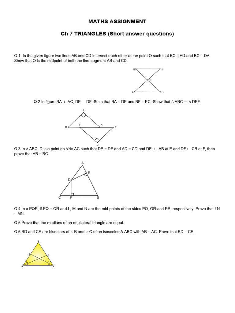 Triangle Properties and Proofs Assignment | PDF