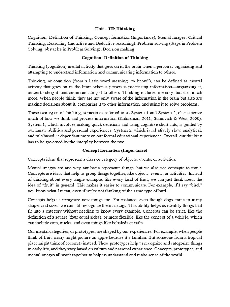 Understanding Thinking and Cognition | PDF | Reason | Inductive Reasoning