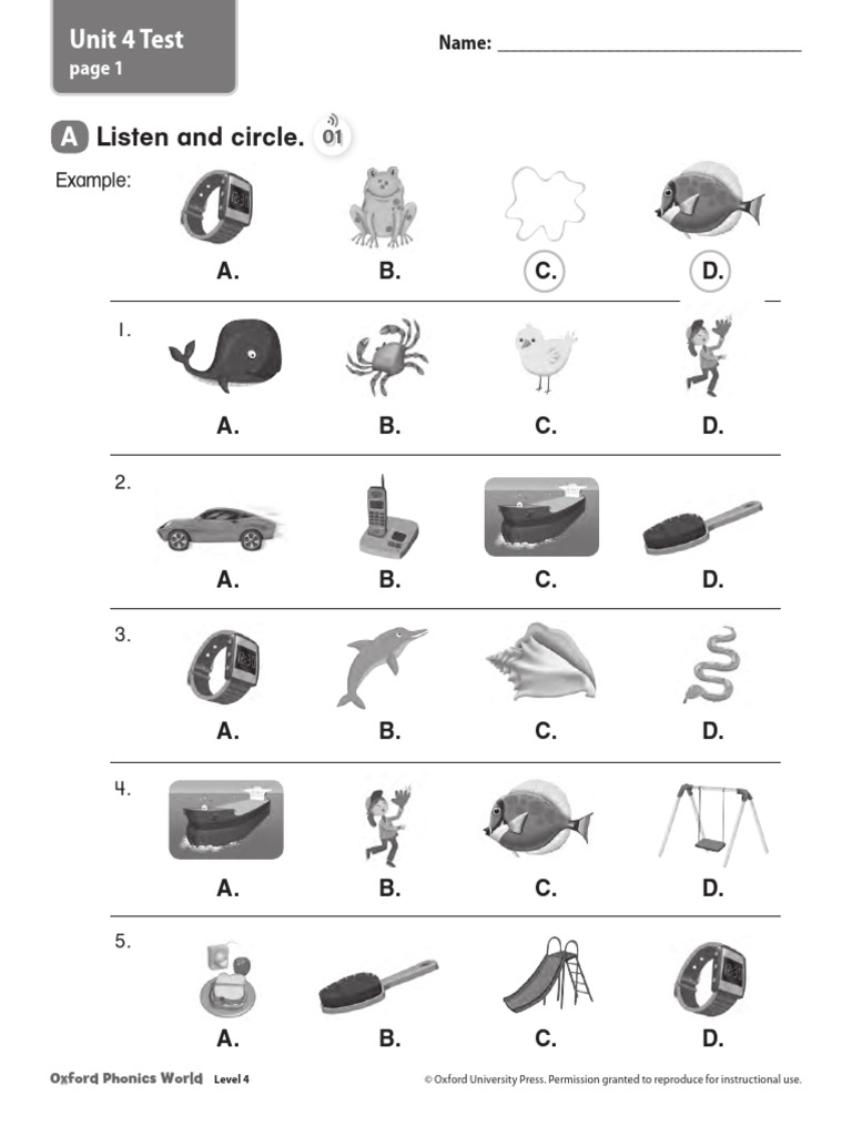 Oxford Phonics World Level 4 Test | PDF