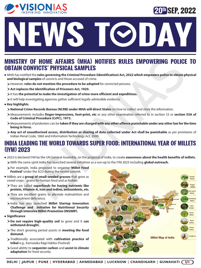 VisionIAS Daily Current Affairs 20 September 2022 | PDF | International ...