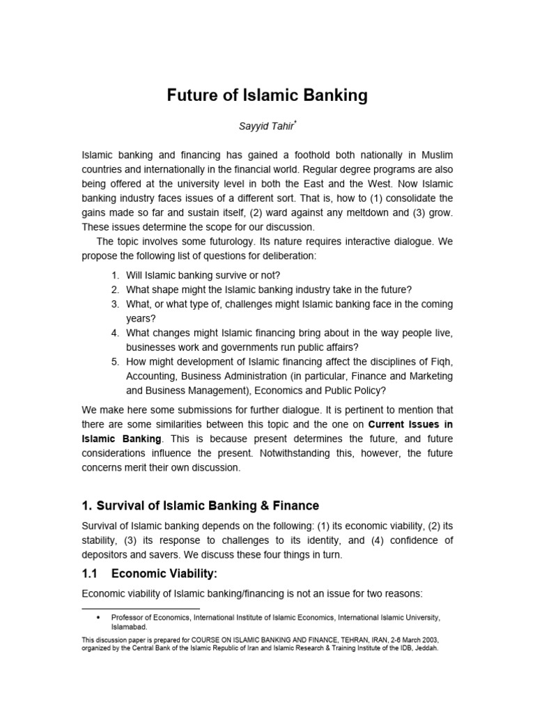 Future Trends in Islamic Banking | PDF | Islamic Banking And Finance ...