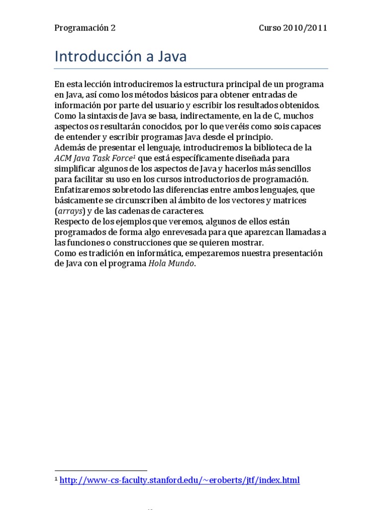 1 Introduccio301n A Java | PDF | Cadena (informática) | Java (lenguaje ...