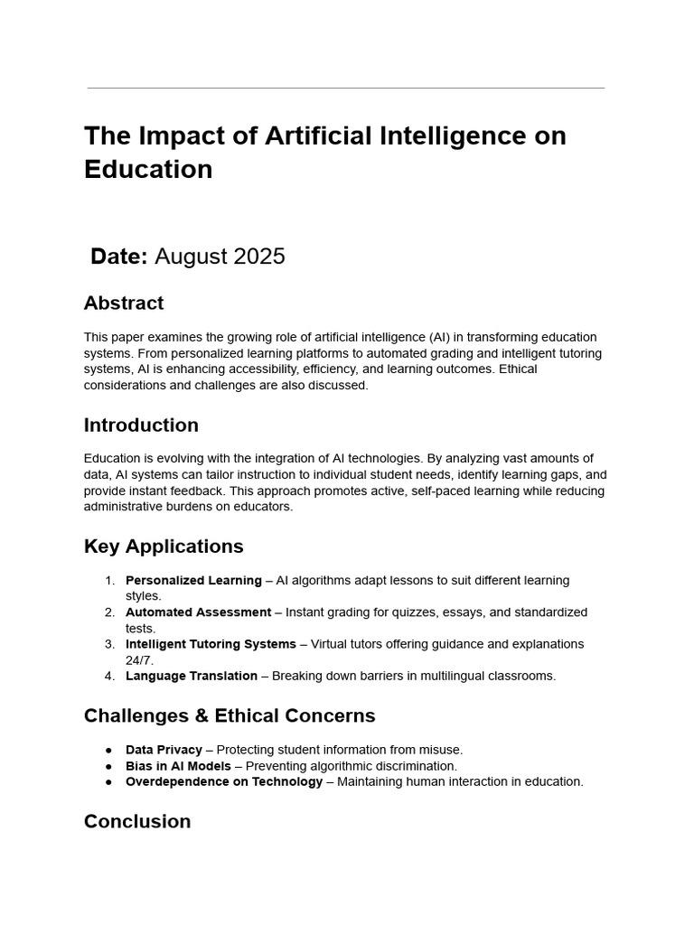 AI's Transformative Role in Education | PDF
