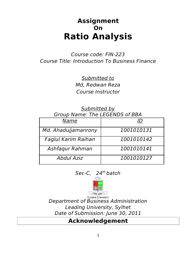 Business Finance Analysis Report | PDF | Financial Ratio | Market Liquidity