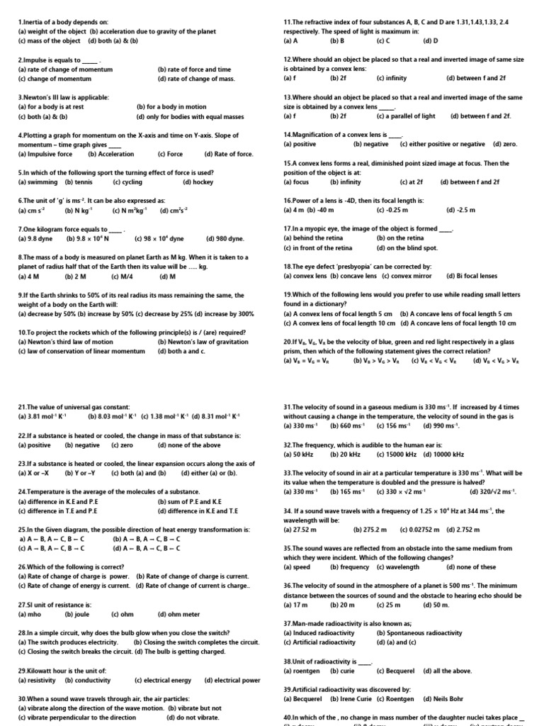 10 Science Choose Correct Question and Answer All 23 Lesson EM | PDF ...