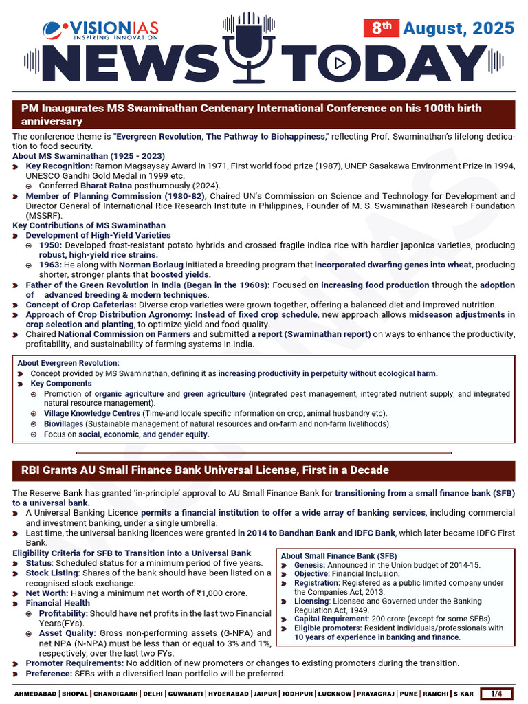 VisionIAS Daily Current Affairs 8 August 2025 | PDF | Scrap | Green ...