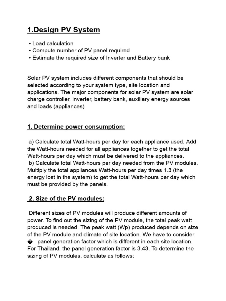Designing a Solar PV System Guide | PDF | Photovoltaic System ...
