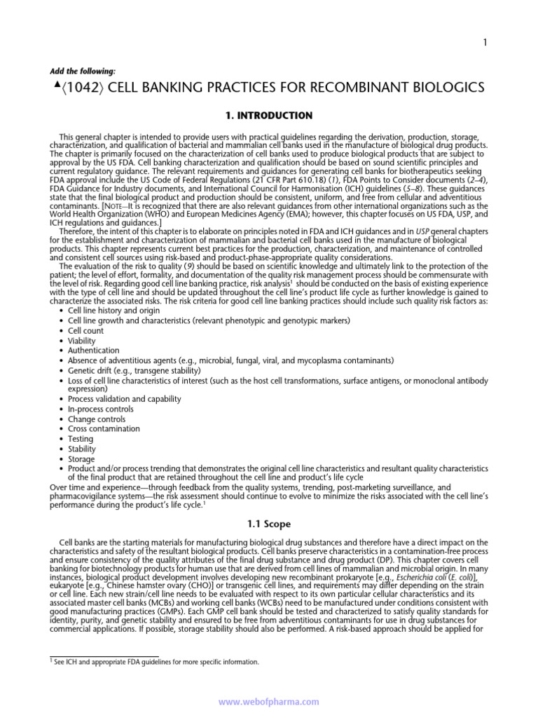 Cell Banking Guidelines for Biologics | PDF | Escherichia Coli | Vector ...