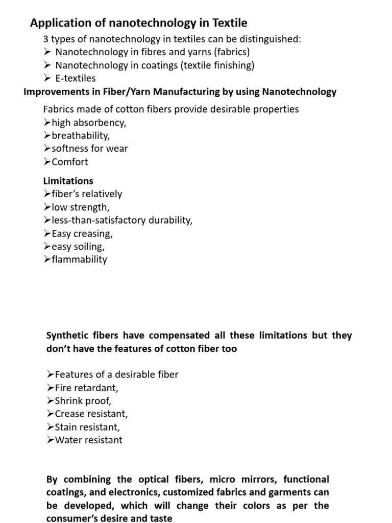 Nanotechnology Advancements in Textiles | PDF | Textiles | Materials