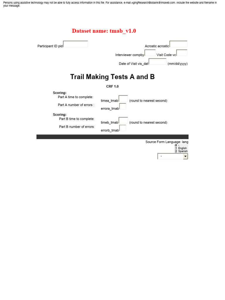 Trail Making Tests A & B Instructions | PDF | Computing