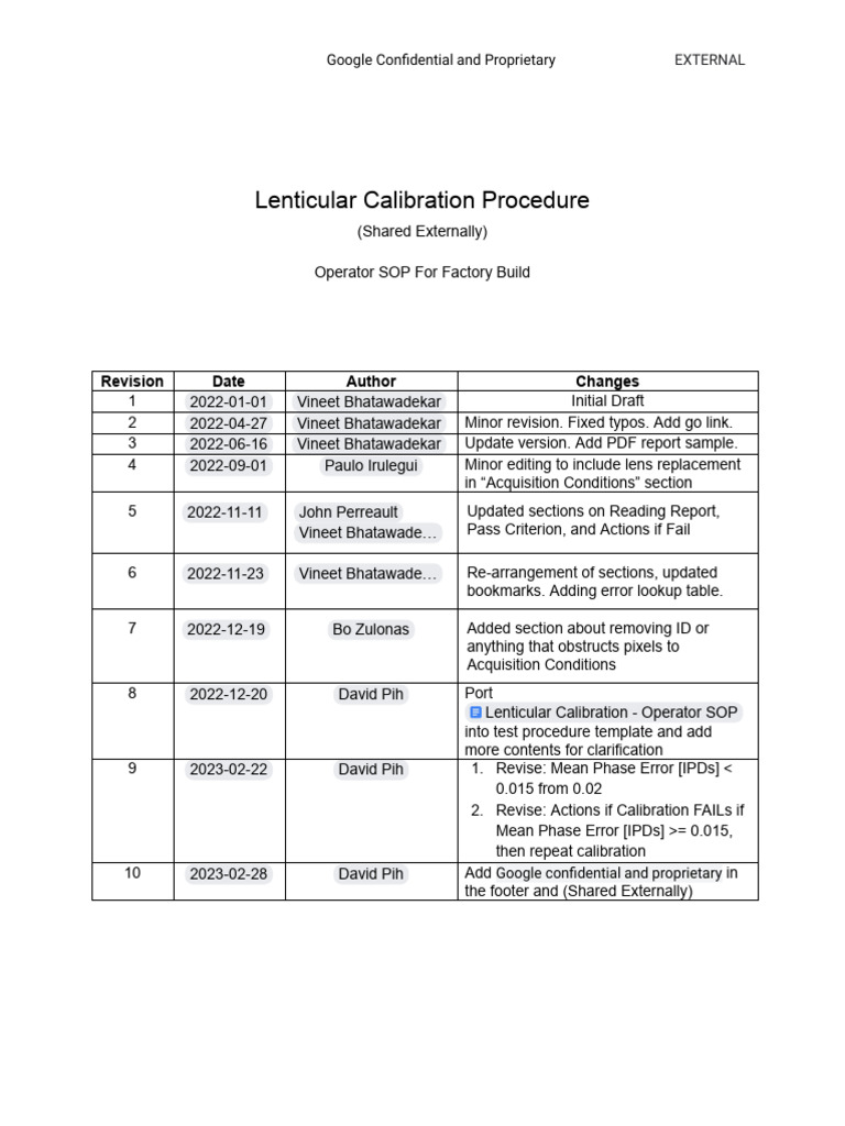Lenticular Calibration Procedure (EXTERNAL) | PDF | Camera | Calibration