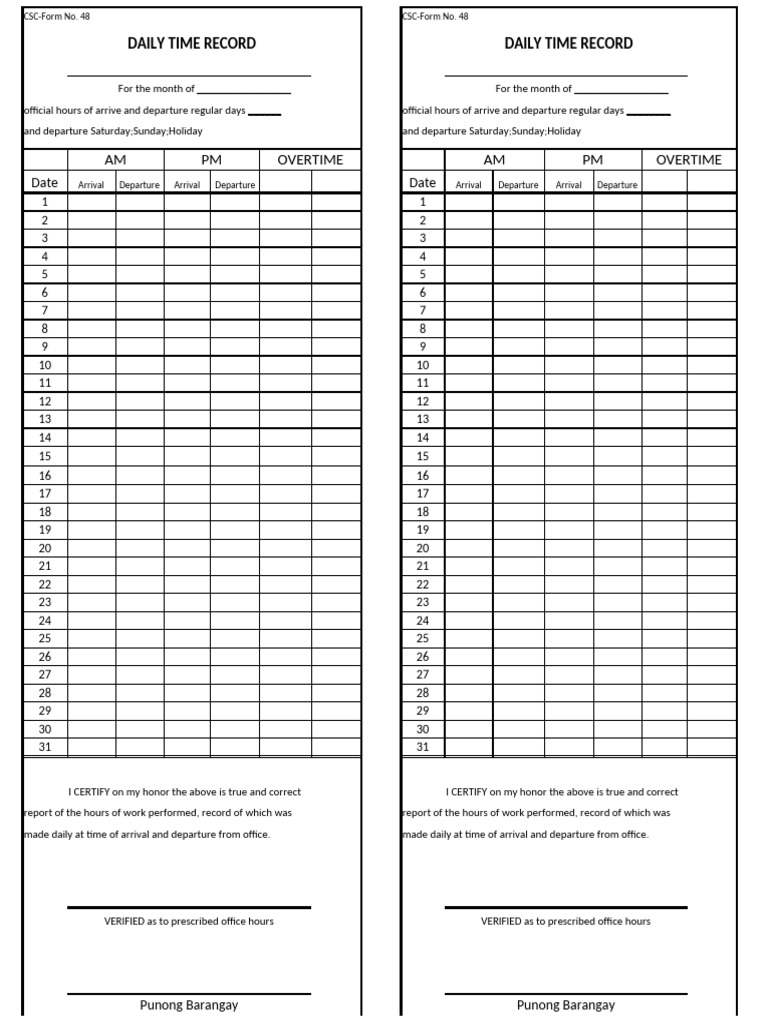 Daily Time Record Template | PDF | Working Time | Labor